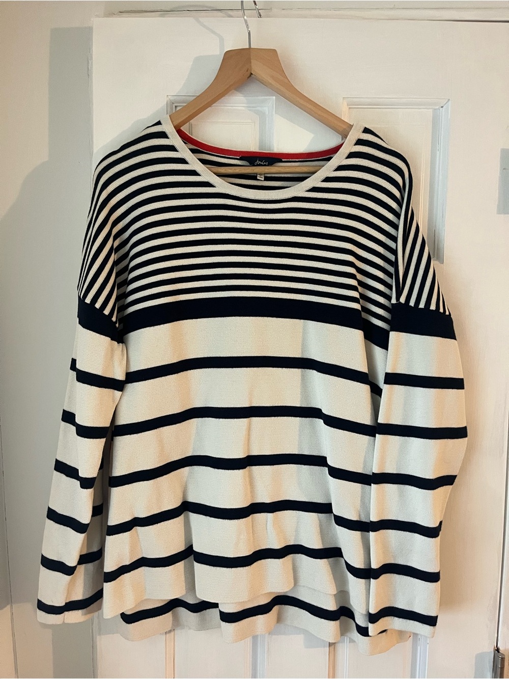 Striped Knit Sweater JOULES Navy and Cream sz 14